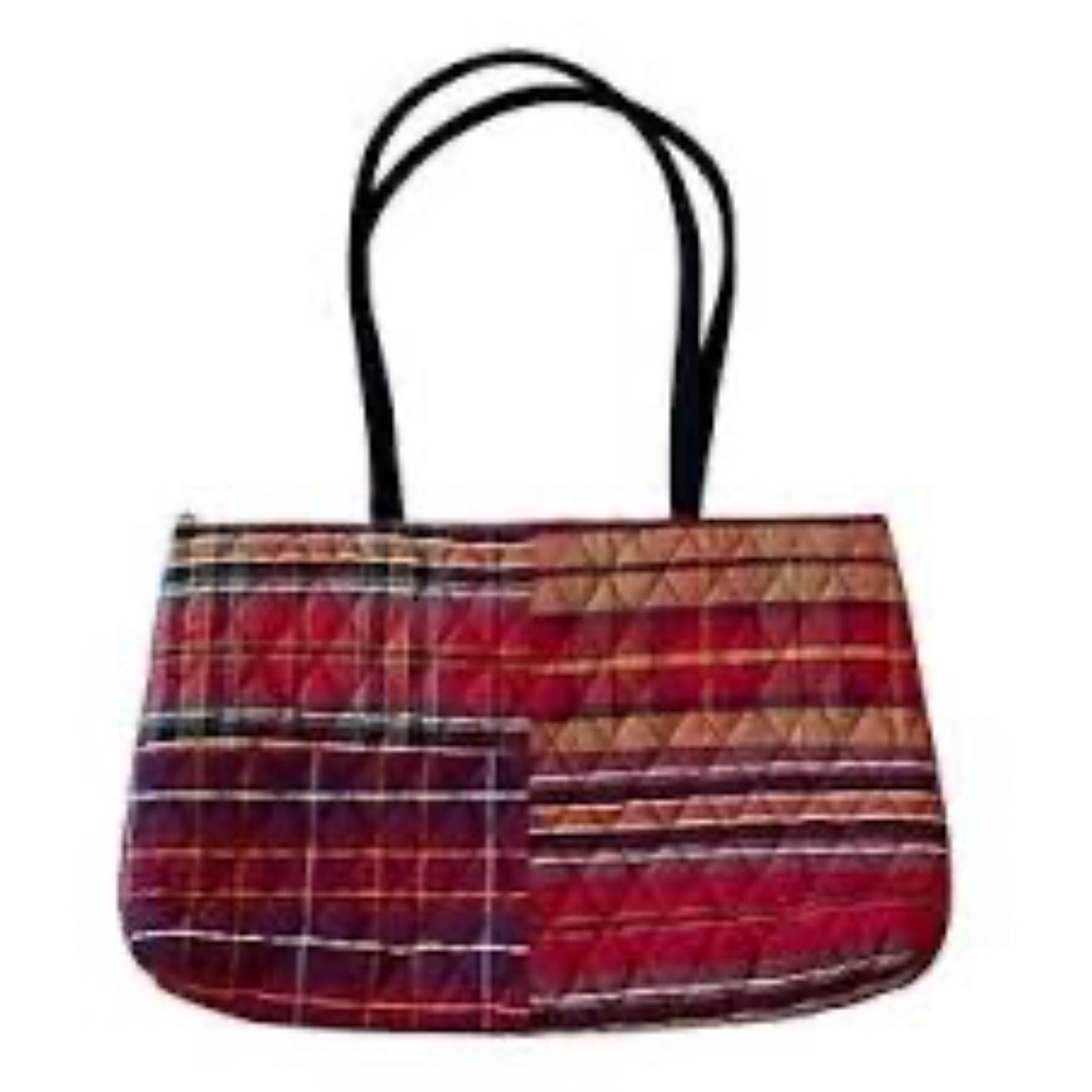 Vera Bradley Silk Plaid Quilted Tote Large